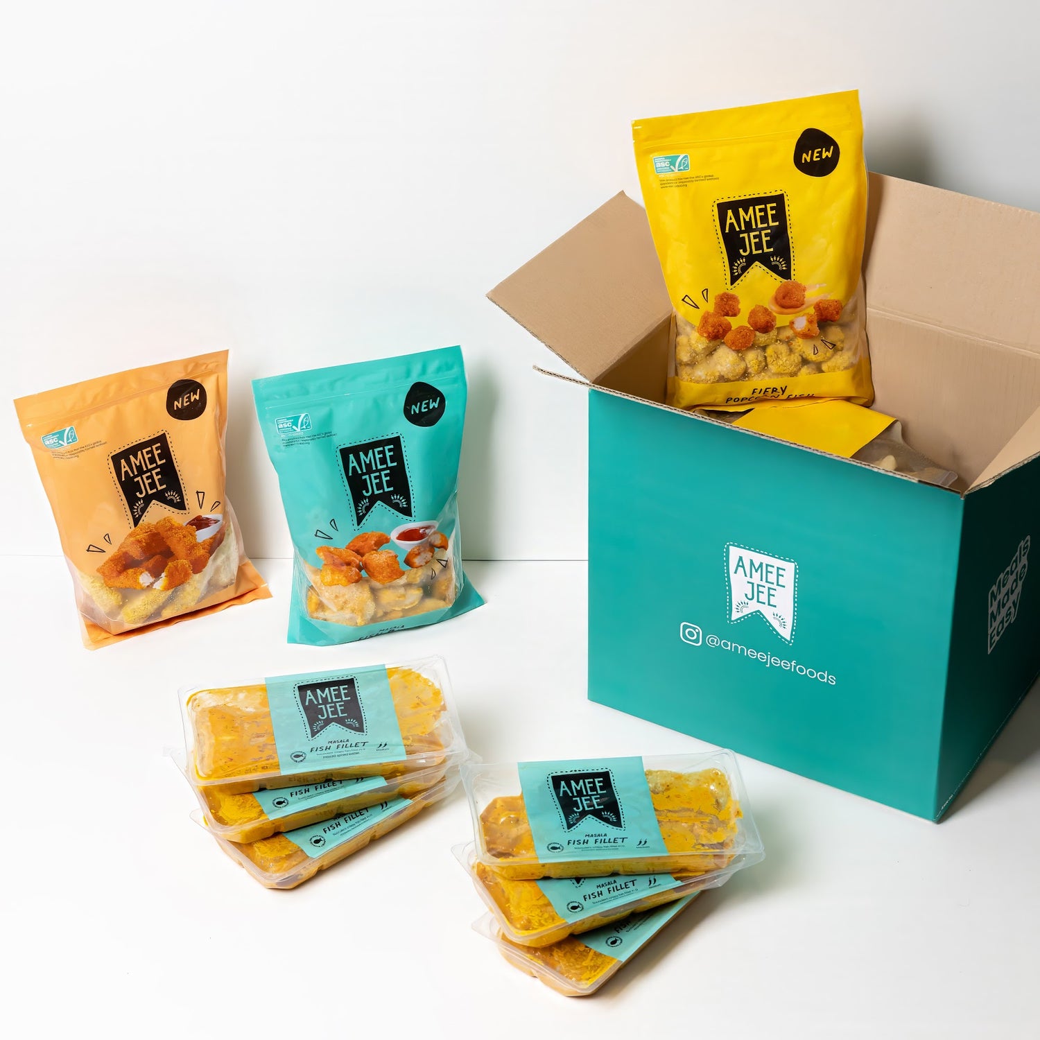 The Amee Jee Crispy Fish Box contents