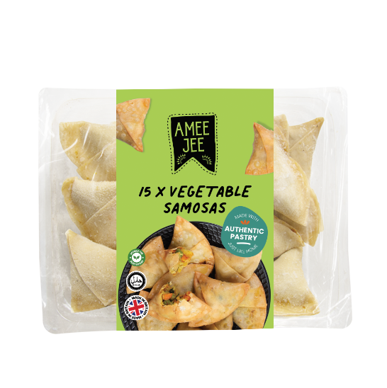 15 Halal Vegetable Samosas – Amee Jee Vegetarian Pastry Snack