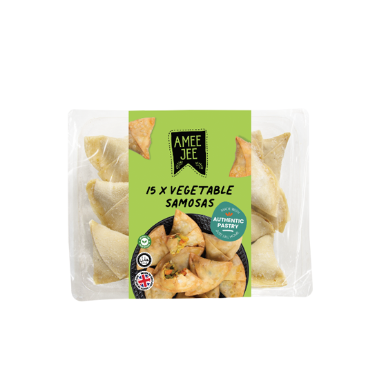 15 Halal Vegetable Samosas – Amee Jee Vegetarian Pastry Snack